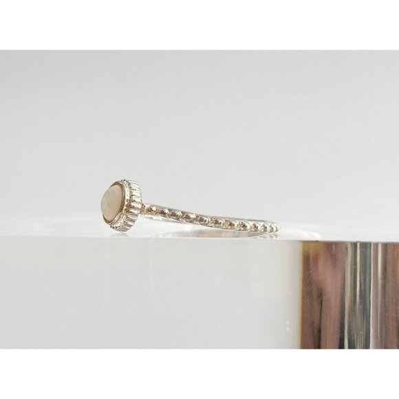 Beaded Mother of Pearl Domed Southwest 925 Sterling Silver Vintage Ring - sz 8 - Picture 5 of 12